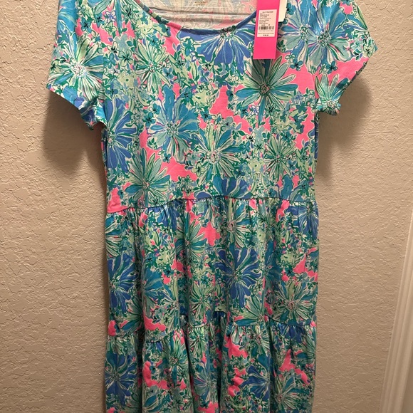 Lilly Pulitzer Woman’s  Dress in Blue and Pink Floral Size M - Picture 1 of 5